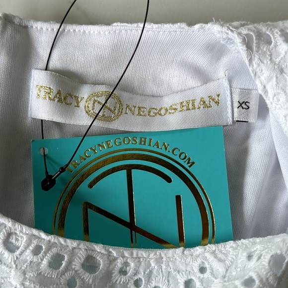 NWT TRACY NEGOSHIAN dress size XS white cotton eyelet mini - Picture 3 of 7